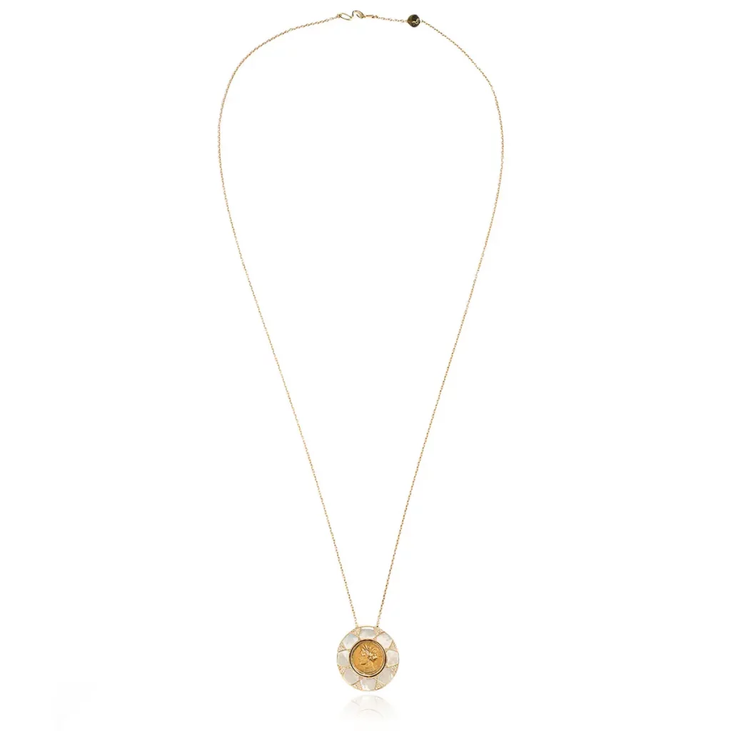 Tanit gold coin necklace product image 01