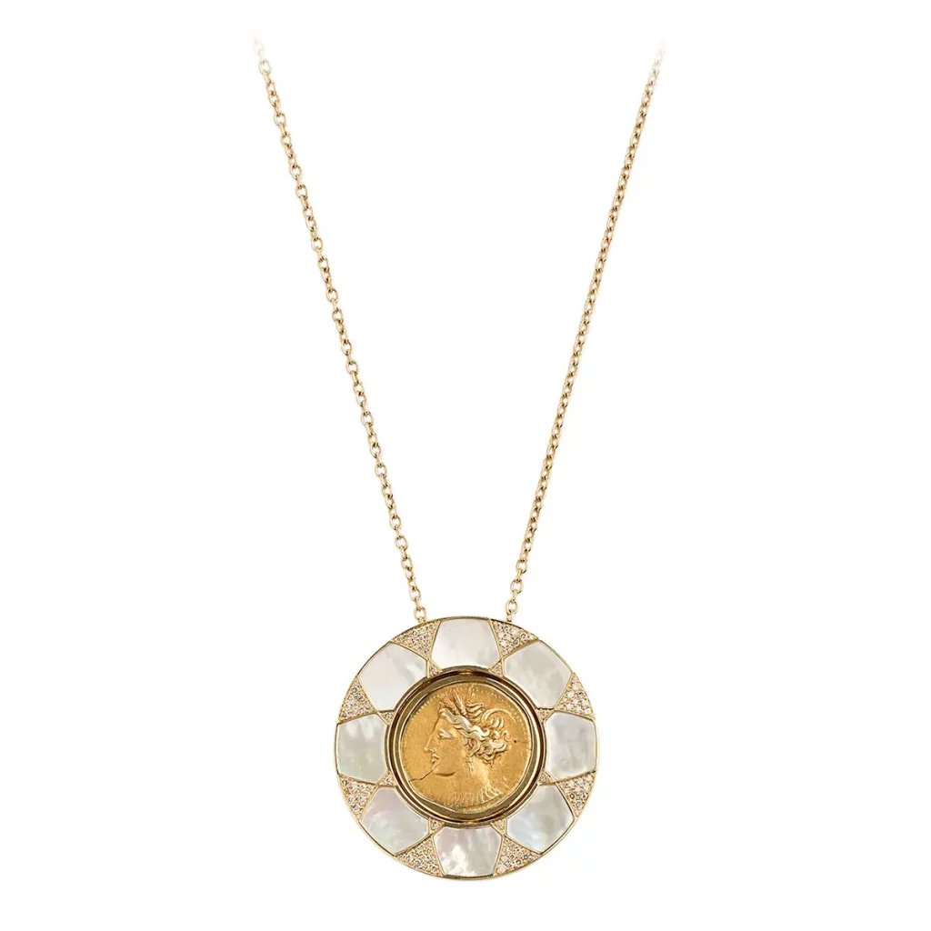 Tanit gold coin necklace product image 02