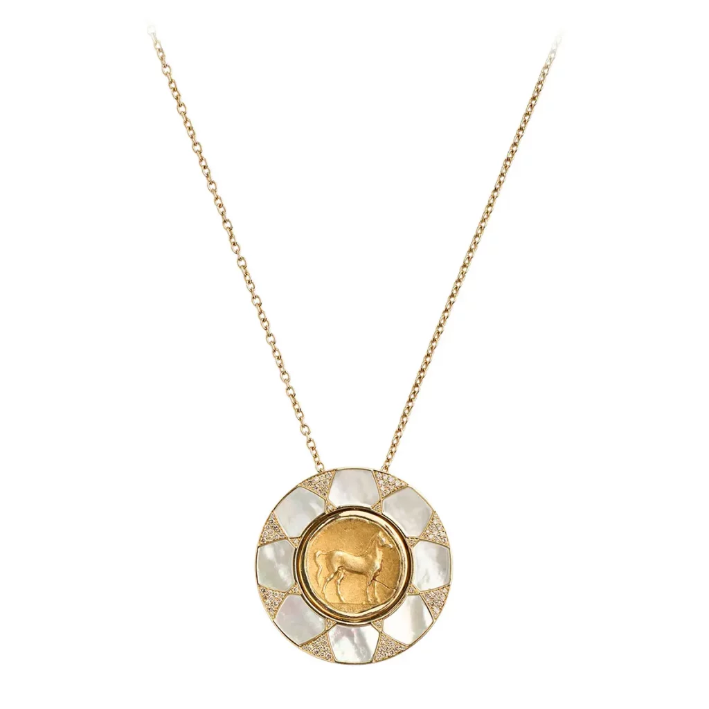Tanit gold coin necklace product image 03