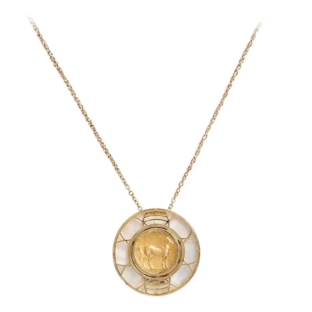 Tanit gold coin necklace product image 04